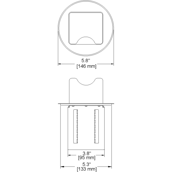 Mini Cable Well Round Table Box, 2 Power, 1 HDMI, 1 Cat6, 1 USB-A, 1 USB-C, Black