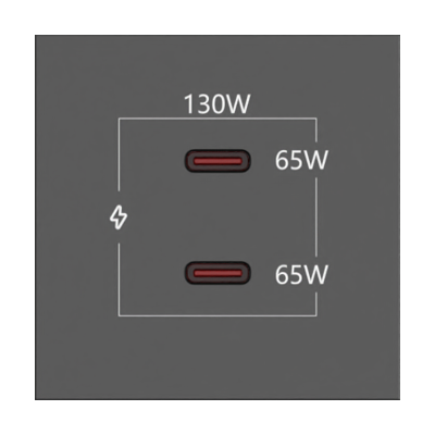 Kramer MC-2C130W Dual USB-C Charging Module for T-IN Table Boxes, Black