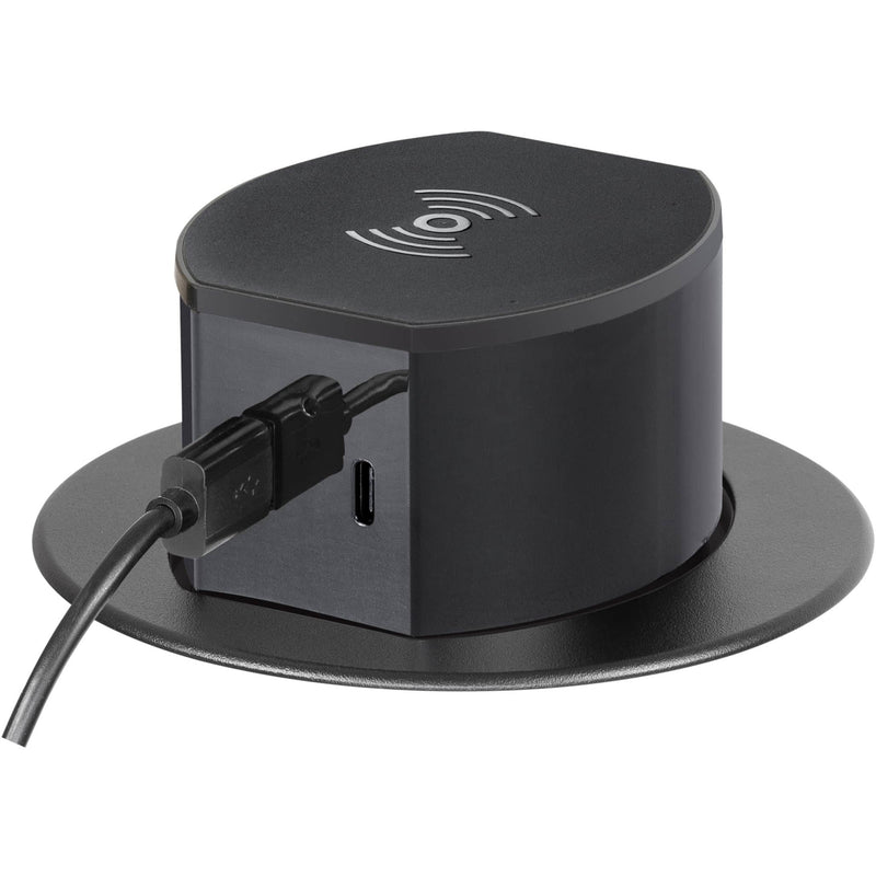 Hubbell RCT600BK Pop Up 15A Outlet, USB-A/C, Wireless Charging, Black