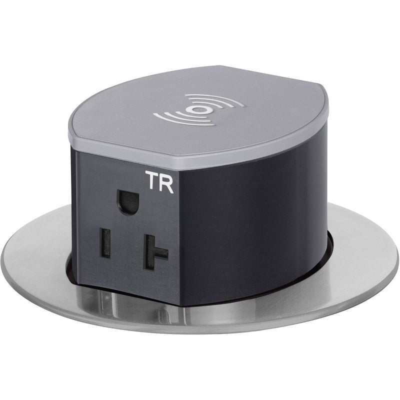 Hubbell RCT620ALU Pop Up 20A Power, USB-A/C Wireless Charging Aluminum, Top