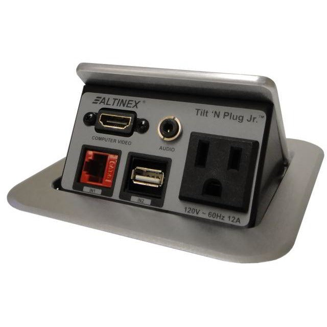 Pop Up Conference Table Connectivity Box Power Data, USB, HDMI, Silver –  Conference Table Boxes