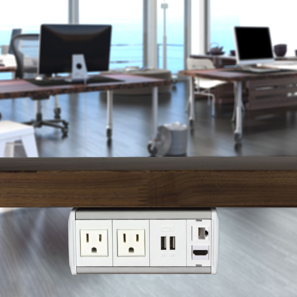 Under table on sale power outlets